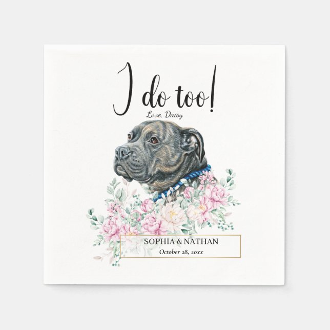 Pit Bull Dog Wedding Cocktail Napkins Serviette (Vorderseite)
