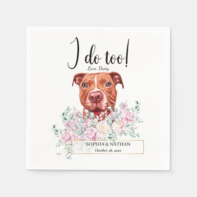 Pit Bull Dog Wedding Cocktail Napkins Serviette (Vorderseite)