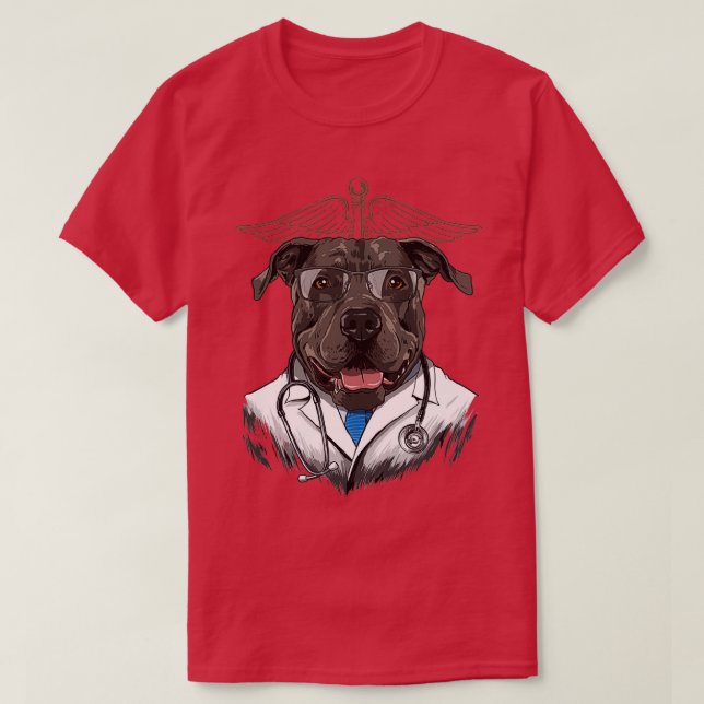 Pit Bull Dogtor Tierarzt T-Shirt (Design vorne)