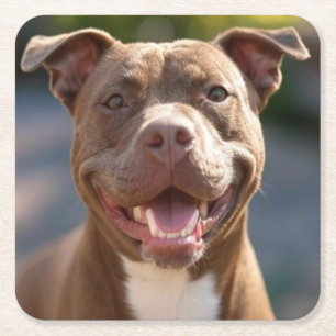 Pit Bull-Foto hinzufügen Anpassen Rechteckiger Pappuntersetzer