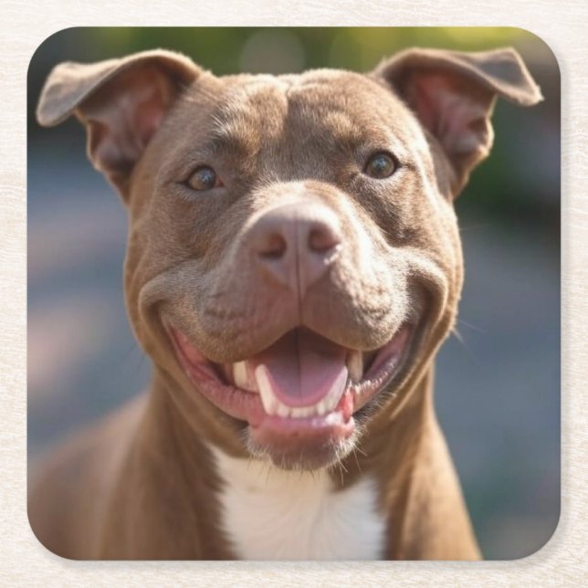 Pit Bull-Foto hinzufügen Anpassen Rechteckiger Pappuntersetzer (Vorderseite)