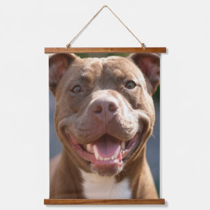 Pit Bull-Foto hinzufügen Anpassen Wandteppich Mit Holzrahmen