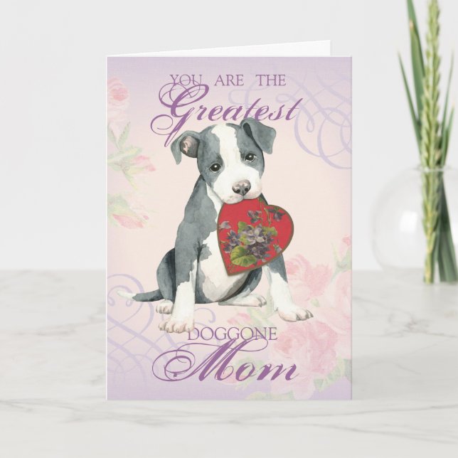 Pit Bull Heart Mama Karte (Vorderseite)