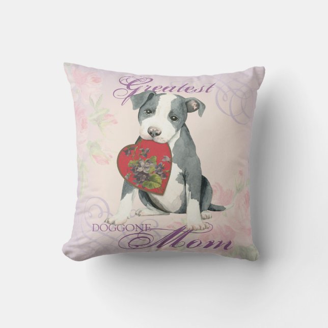 Pit Bull Heart Mama Kissen (Vorderseite)