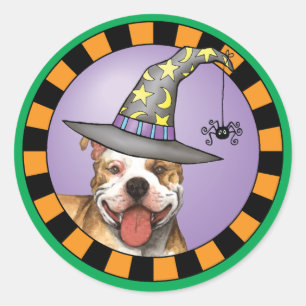 Pit Bull Hexe Runder Aufkleber