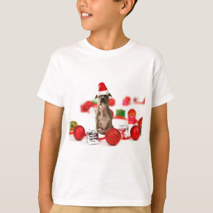 Pit Bull Hund mit Geschenkboxen und Weihnachtsschm T-Shirt