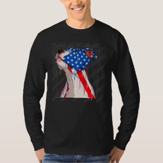 Pit Bull Hundekopf mit USA-Flagge American Pit Bul T-Shirt