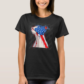 Pit Bull Hundekopf mit USA-Flagge American Pit Bul T-Shirt