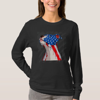 Pit Bull Hundekopf mit USA-Flagge American Pit Bul T-Shirt