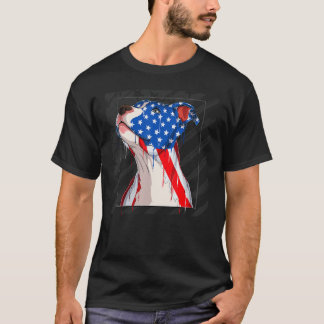 Pit Bull Hundekopf mit USA-Flagge American Pit Bul T-Shirt