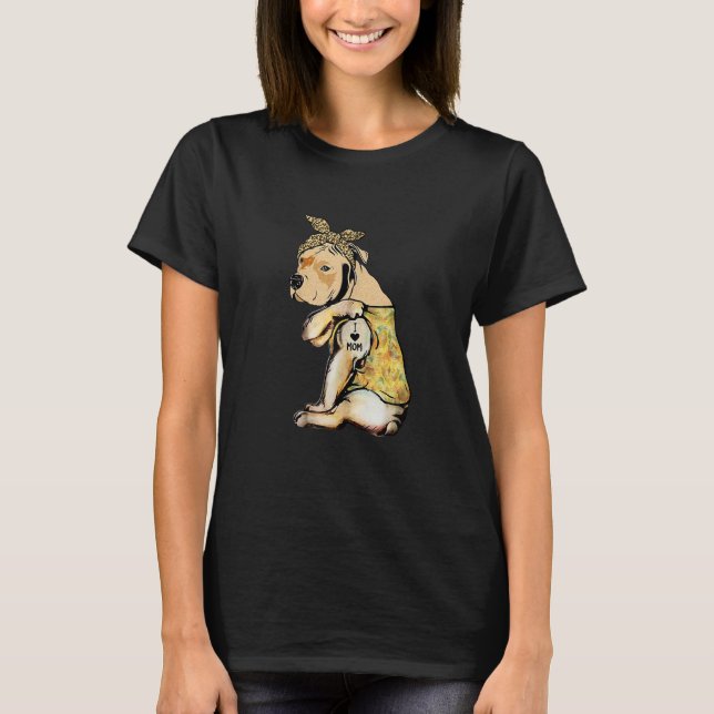 Pit Bull I Liebe Mama Tattoo Sonnenblume Mama Moth T-Shirt (Vorderseite)