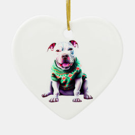 Pit Bull im Weihnachtssüßer Keramik Ornament