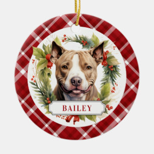 Pit Bull Keramik Circle Ornament