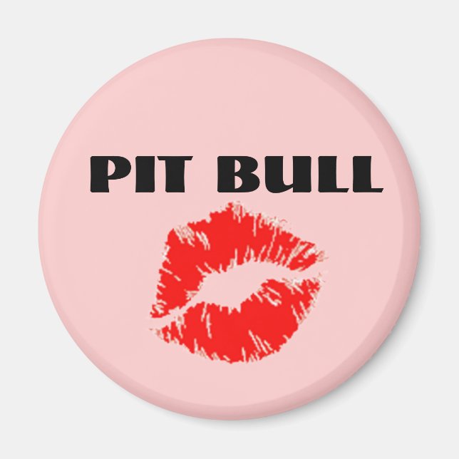 Pit Bull mit Lipstick - ORIGINAL Magnet (Vorne)