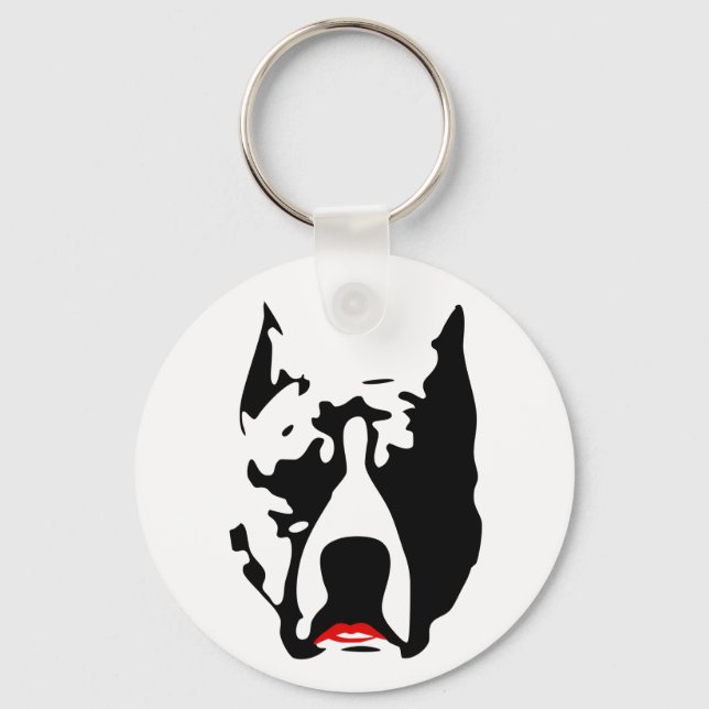 Pit Bull mit Lipstick Schlüsselanhänger (Vorderseite)