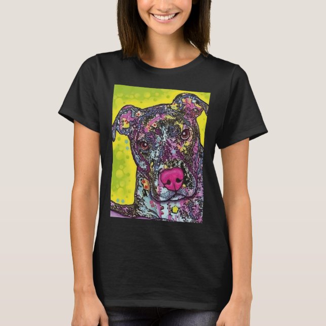 Pit Bull Naala Dog farbenfrohe Wasserfarbe T-Shirt (Vorderseite)