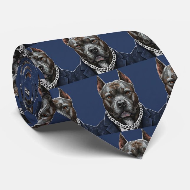Pit Bull Portrait Krawatte (Gerollt)
