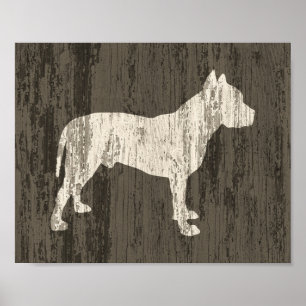 Pit Bull Poster Rustikale Hundekunst Print