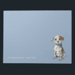 Pit Bull Puppy Sketch Zeichnend | Name hinzufügen Notizblock<br><div class="desc">Diese Arbeit wurde mit Bleistift gezeichnet und dann digital mit Konte und Pastellfarben. Es ist ein zeichn eines Grubenbullen Welpen,  der mit einem Lächeln auf seinem Gesicht sitzt. Er hat einen sehr sanften Gesichtsausdruck. Er ist weiß mit bräunlichen Mustern.</div>