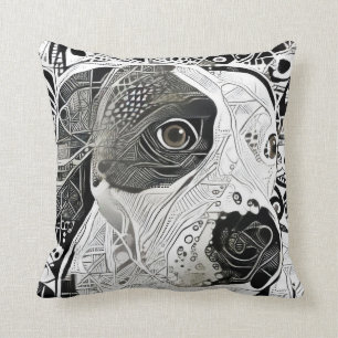 Pit Bull Schwarz-Weiß-Design Kissen-Linie Zeichnun Kissen