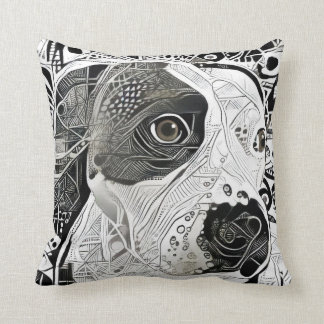 Pit Bull Schwarz-Weiß-Design Kissen-Linie Zeichnun Kissen