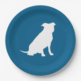 Pit Bull Silhouette Babydusche Welpenhund Pappteller