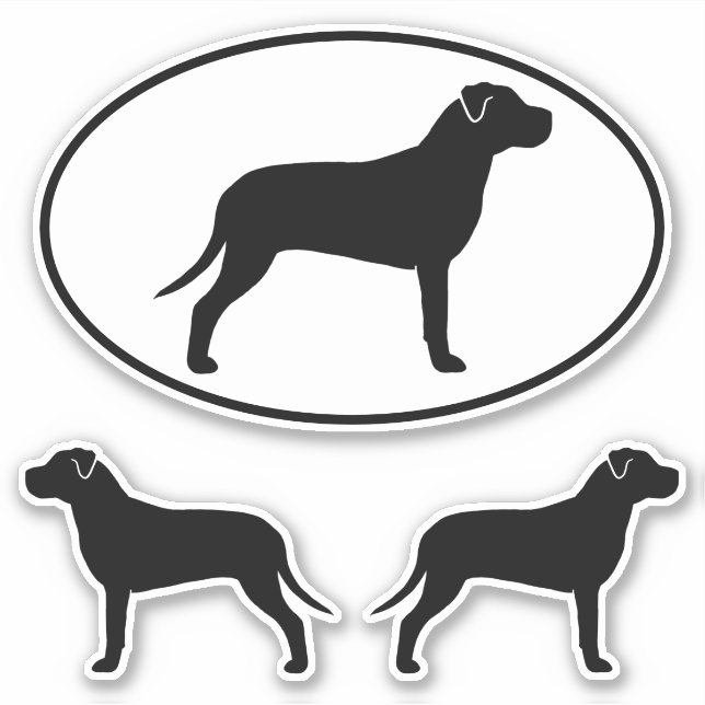 Pit Bull Silhouetten Vinyl Sticker Set (Vorderseite)