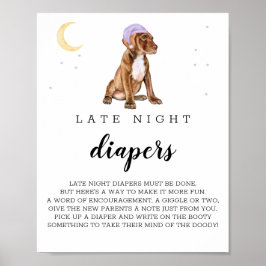 Pit Bull Spate Night Diapers Beagle Wasserfarbzeic Poster