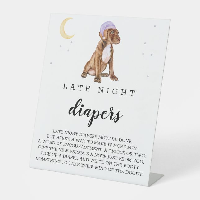 Pit Bull Spate Night Diapers Beagle Wasserfarbzeic Sockelschild (Vorderseite)