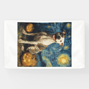 Pit Bull Süßer Hund Halloween Jack O Lantern Kürbi Banner