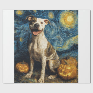 Pit Bull Süßer Hund Halloween Jack O Lantern Kürbi Geschenkpapier