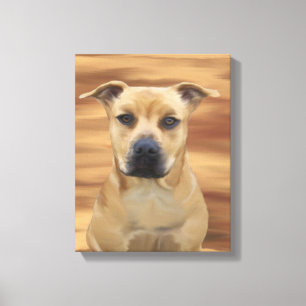 Pit Bull Terrier Oil Paint Simulation Leinwanddruck