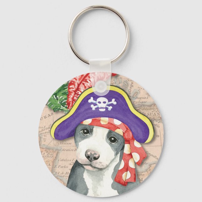 Pit Bull Terrier Pirate Schlüsselanhänger (Vorderseite)