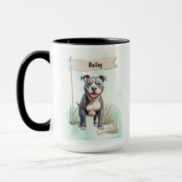 Pit Bull Terrier Watercolor Personalized Dog Tasse