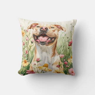 Pit Bull Throw Pillow - Aquarell Kissen