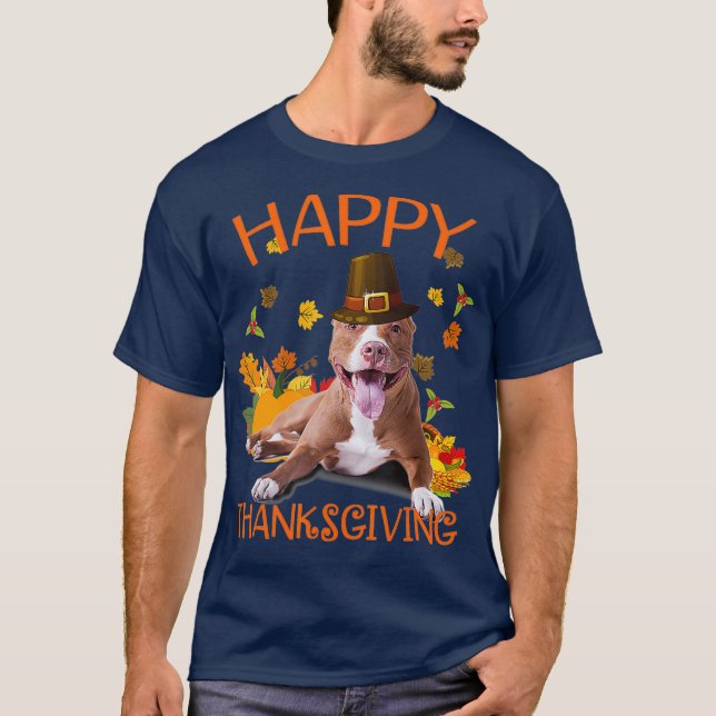 Pit Bull Turkey Funny Thanksgiving Dogs T-Shirt (Vorderseite)