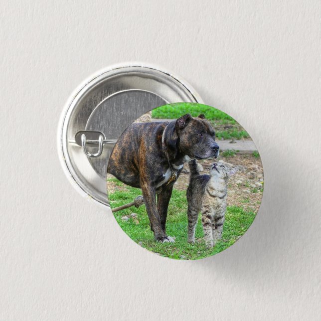 Pit Bull und Cat Button (Vorne & Hinten)