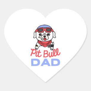 Pit Bull Vater Dog Eigentümer Retro Dog Vater Herz-Aufkleber