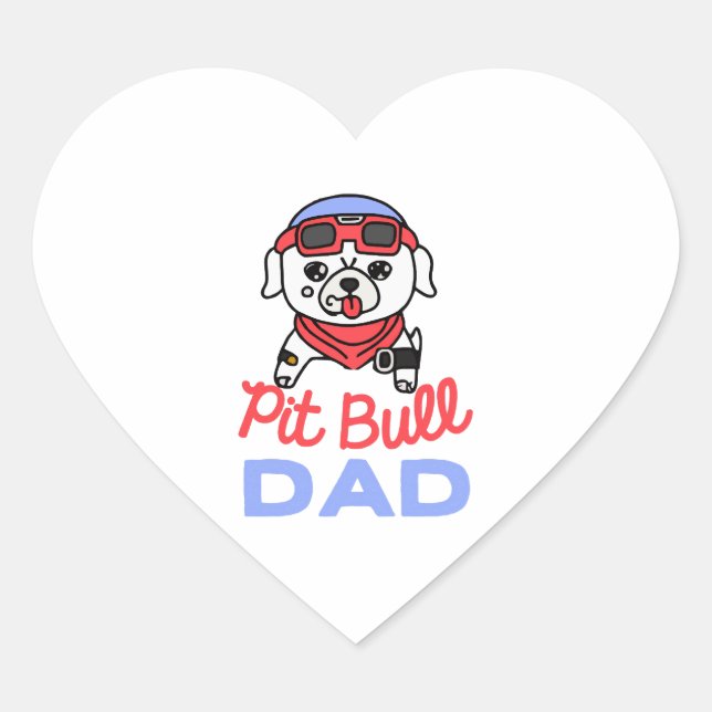 Pit Bull Vater Dog Eigentümer Retro Dog Vater Herz-Aufkleber (Vorderseite)