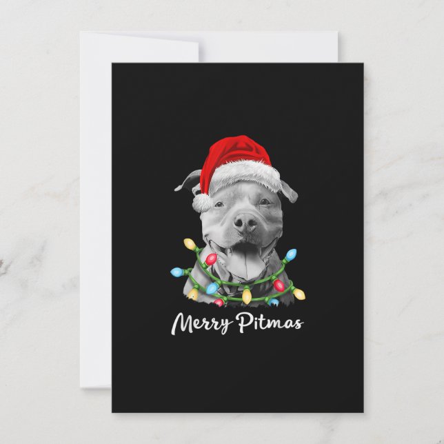 Pit Bull Weihnachtsbaum Lichter Xmas Merry Pi Einladung (Vorderseite)