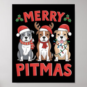 Pit Bull Weihnachtsbaum Lichter Xmas Merry Pi Poster