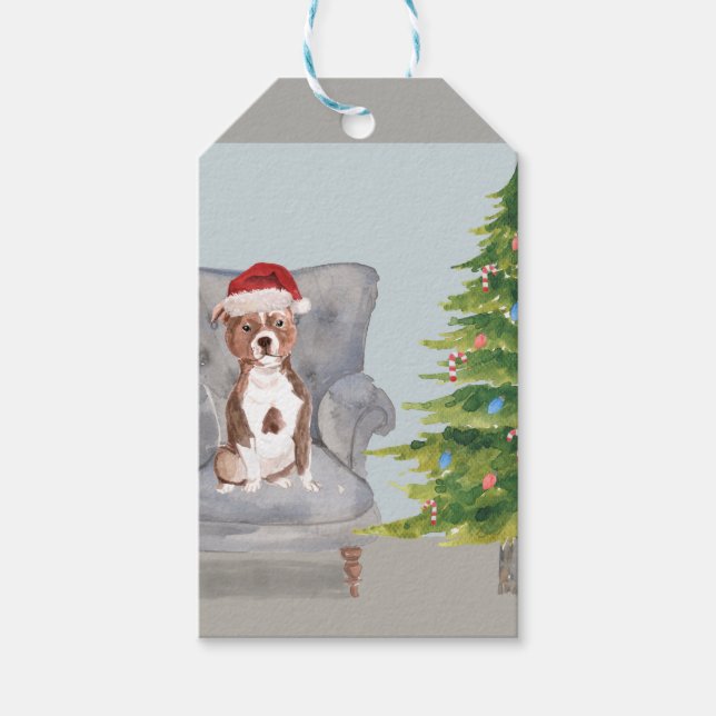 Pit Bull Weihnachtsgeschenke Tags Geschenkanhänger (Vorderseite)