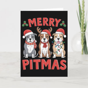 Pit Bull Weihnachtsmann Weihnachtsbaum Lichter Xma Karte