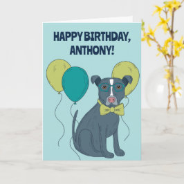 Pit Bull Welpenhund mit Brille Personalisiert Karte