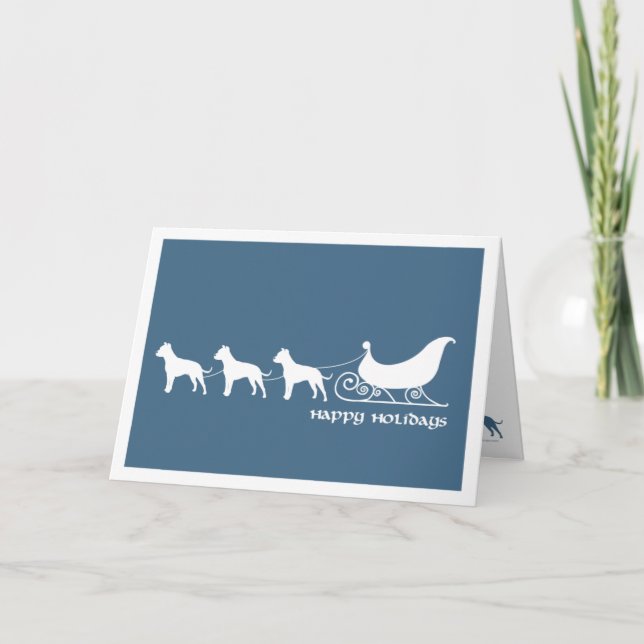 Pit Bulls Pulling Santa's Sleigh Feiertagskarte (Vorderseite)