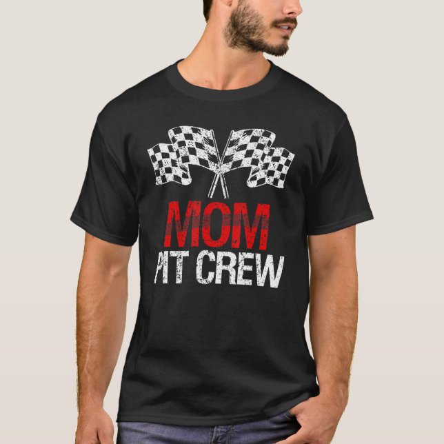 Pit Crew Mama für Race Car Partys T-Shirt (Vorderseite)