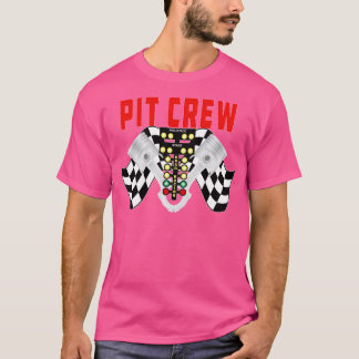 Pit-Crew mit Racing Flag Racing Tree and Pistons T-Shirt