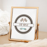 Pit Stopp Blue Race Car Sign