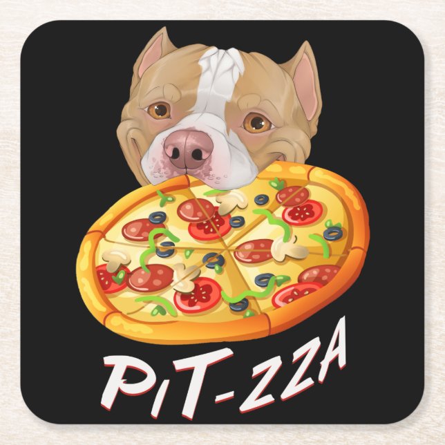 Pit-zza! Pit Bull & Pizza Medium Gift Bag Throw P Rechteckiger Pappuntersetzer (Vorderseite)
