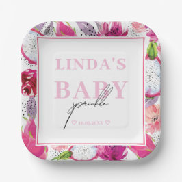 Pitaya Dragon Fruit Personalisiert Baby Sprinkle Pappteller
